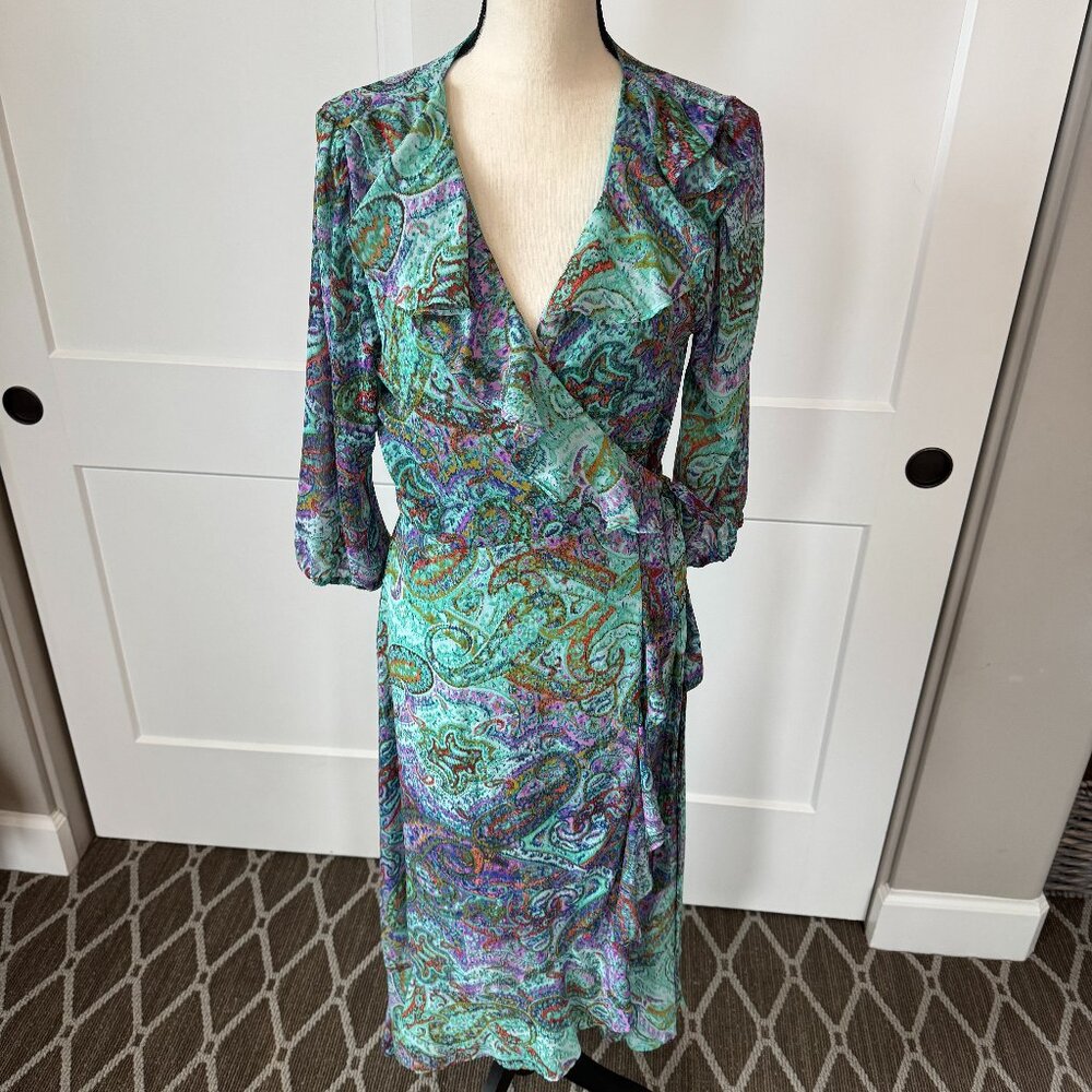 Veronica M paisley teal watercolor monet dress